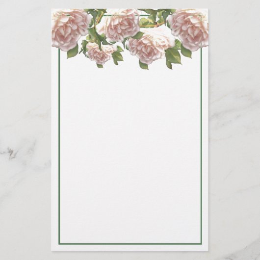 Elegant blozen roze witte bloemen rozen briefpapier (Voorkant)