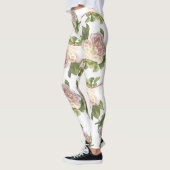 Elegant blozen roze witte bloemen rozen leggings (Links)