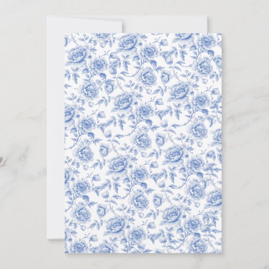 Elegant Blu Floral Chinoiserie Vrijgezellenfeest Kaart (Achterkant)