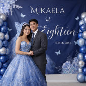 Elegant Blue 18th Birthday Backdrop Tapestry Wandkleed