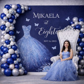 Elegant Blue 18th Birthday Backdrop Tapestry Wandkleed
