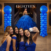 Elegant Blue 18th Birthday Photo Backdrop Wandkleed