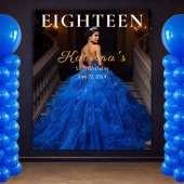 Elegant Blue 18th Birthday Photo Backdrop Wandkleed