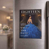 Elegant Blue 18th Magnetic Save Date Magnetische Uitnodiging