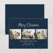Elegant Blue 3-fotografie met kerstkaarten Feestdagenkaart (Voorkant / Achterkant)