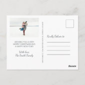 Elegant Blue 3 Fotokalligrafie Kerstmis Briefkaart (Achterkant)