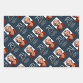 Elegant Blue 70 and Fabulous 70th Birthday Photo Inpakpapier Vel (Voorkant 2)