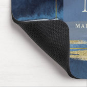 Elegant Blue | Abstract goud met monogram Muismat (Hoek)