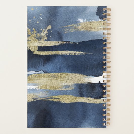 Elegant Blue | Abstract goud met monogram Planner (Achterkant)