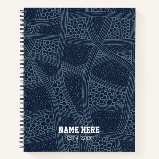 Elegant Blue Abstract Personalized Spiral Notebook Notitieboek (Voorkant)