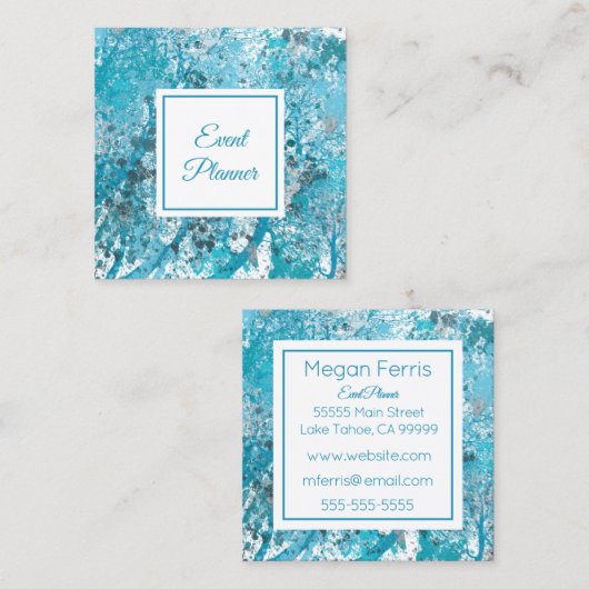 Elegant Blue Abstract Square Visitekaartje (Voorkant / Achterkant)