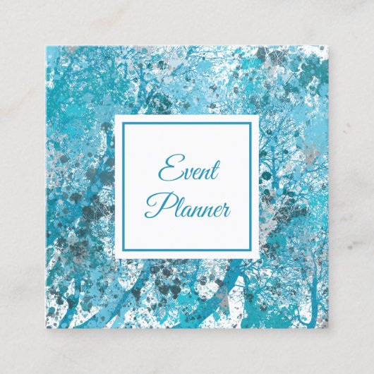 Elegant Blue Abstract Square Visitekaartje (Voorkant)