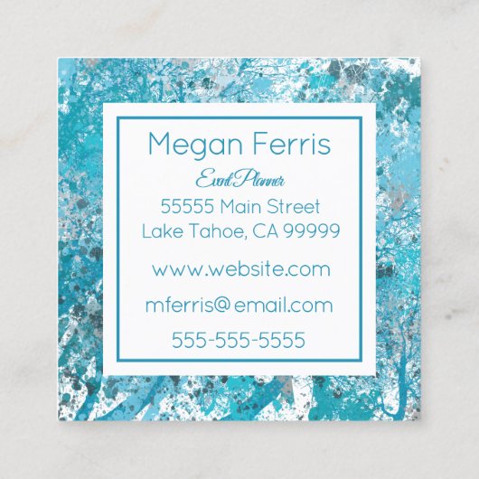 Elegant Blue Abstract Square Visitekaartje (Achterkant)