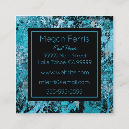 Elegant Blue Abstract Square Visitekaartje (Achterkant)