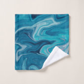 Elegant Blue Abstracte Ripple | Handdoekset Bad Handdoek (Wasdoekje)