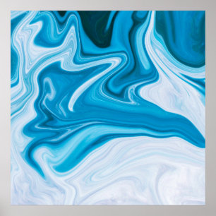 Elegant Blue Abstracte Ripple   POSTER