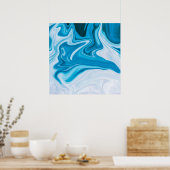 Elegant Blue Abstracte Ripple | POSTER (Keuken)