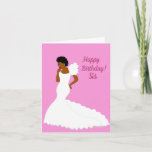 Elegant Blue African American Sister Birthday Kaar Kaart<br><div class="desc">Deze airy floral roos Birthday kaart is voorzien van een Afrikaanse Amerikaanse vrouw met een mooie witte jurk. Stuur een hartverwarmende kaart naar je zus die precies uitdrukt wat je wilde zeggen.</div>