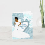 Elegant Blue African American Sister Birthday Kaart<br><div class="desc">Deze airy floral roos Birthday kaart is voorzien van een Afrikaanse Amerikaanse vrouw met een mooie witte jurk. Stuur een hartverwarmende kaart naar je zus die precies uitdrukt wat je wilde zeggen.</div>