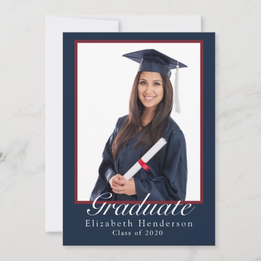 Elegant Blue Afstuderen Fotograaf Partij Kaart (Voorkant)