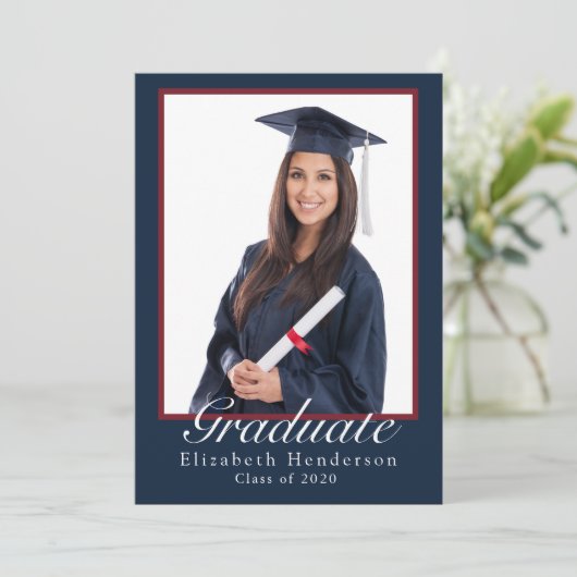 Elegant Blue Afstuderen Fotograaf Partij Kaart (Staand voorkant)
