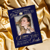 Elegant Blue Afstuderen Save the Date Invitation Kaart