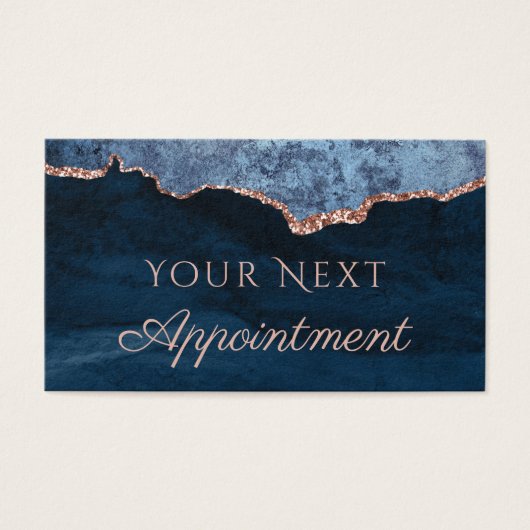 Elegant Blue Agate Appointment Card Visitekaartje (Voorkant)