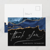 Elegant Blue Agate Dank je Briefkaart (Voorkant / Achterkant)