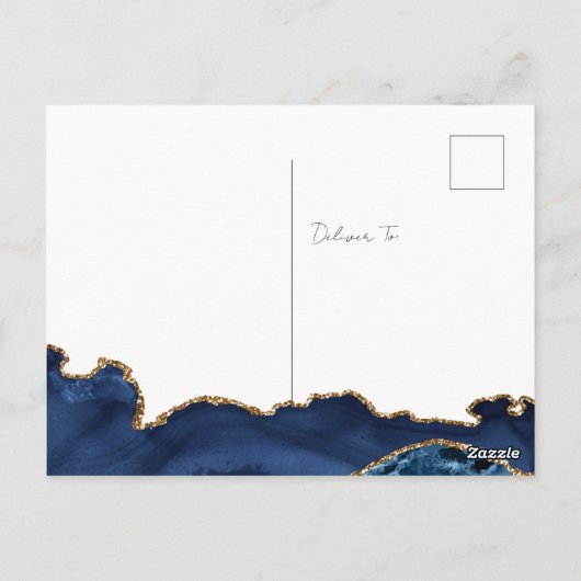 Elegant Blue Agate Dank je Briefkaart (Achterkant)