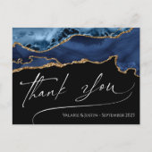 Elegant Blue Agate Dank je Briefkaart (Voorkant)