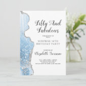 Elegant Blue Agate Surprise 50th Birthday Kaart (Staand voorkant)