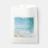 Elegant Blue and Blauwgroen Waterverf Beach Weddin Bedankzakje (Voorkant)