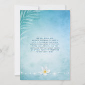 Elegant Blue and Blauwgroen Waterverf Beach Weddin Kaart (Achterkant)