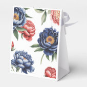 Elegant Blue and Burnt Orange Floral Wedding  Bedankdoosjes (Achterkant)