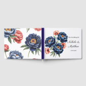Elegant Blue and Burnt Orange Floral Wedding  Gastenboek (Volledig)