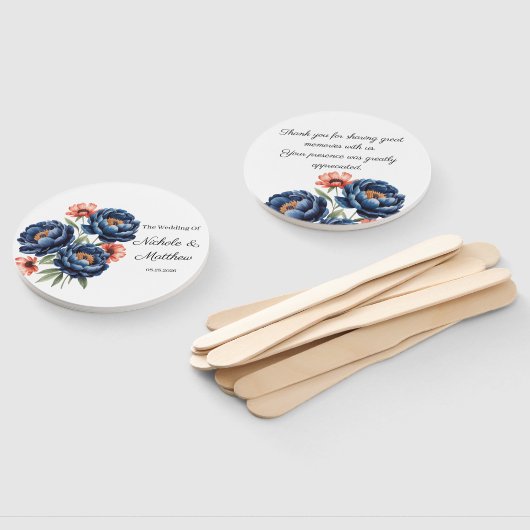 Elegant Blue and Burnt Orange Floral Wedding  Handwaaier (Niet-gemonteerd)