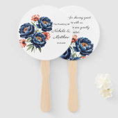Elegant Blue and Burnt Orange Floral Wedding  Handwaaier (Voorkant en achterkant)