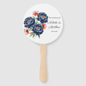 Elegant Blue and Burnt Orange Floral Wedding  Handwaaier (Voorkant)