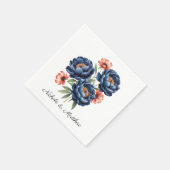 Elegant Blue and Burnt Orange Floral Wedding Servet (Hoek)