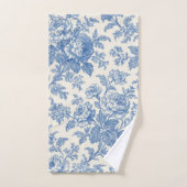 Elegant Blue and Cream Floral Toile de Jouy Bad Handdoek (Handdoek)