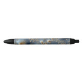 Elegant Blue and Gold Abstract Black Ink Pen (Voorkant)