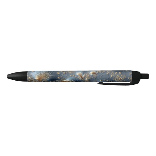 Elegant Blue and Gold Abstract Black Ink Pen (Bodem)