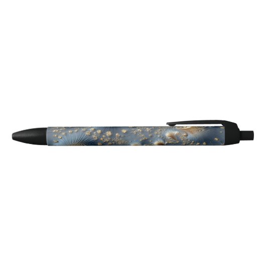 Elegant Blue and Gold Abstract Black Ink Pen (Bovenkant)