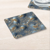 Elegant Blue and Gold Abstract Cardboard Coasters Kartonnen Onderzetters (Schuin)