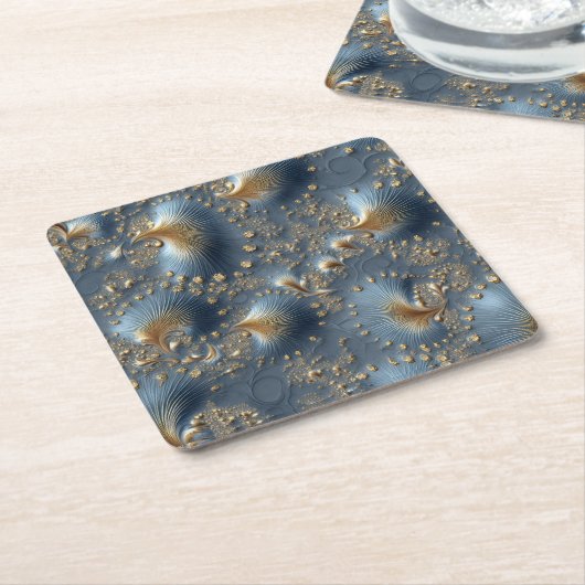 Elegant Blue and Gold Abstract Cardboard Coasters Kartonnen Onderzetters (Schuin)