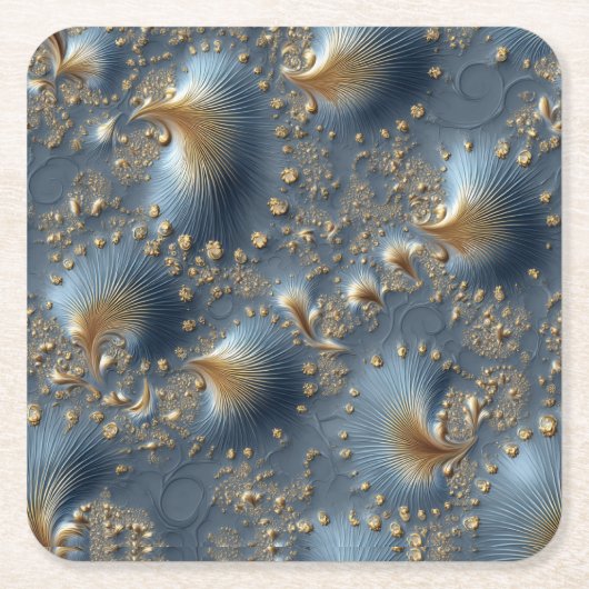 Elegant Blue and Gold Abstract Cardboard Coasters Kartonnen Onderzetters (Voorkant)