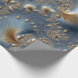 Elegant Blue and Gold Abstract Luxury Wrapping Pap Cadeaupapier
