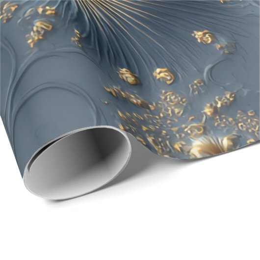 Elegant Blue and Gold Abstract Luxury Wrapping Pap Cadeaupapier (Rol Hoek)