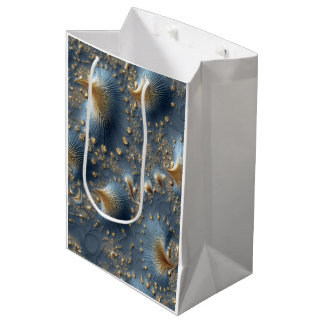Elegant Blue and Gold Abstract Luxury Wrapping Pap Medium Cadeauzakje