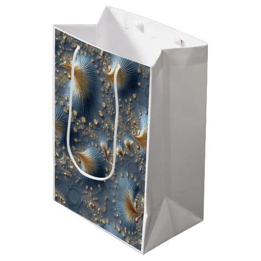 Elegant Blue and Gold Abstract Luxury Wrapping Pap Medium Cadeauzakje (Voorkant Gekanteld)
